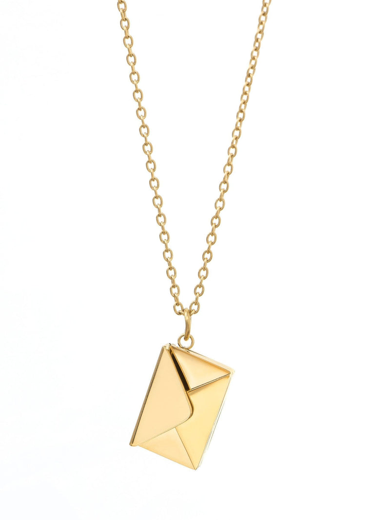 Treat Republic secret message envelope necklace with personalised engraving (British brand)