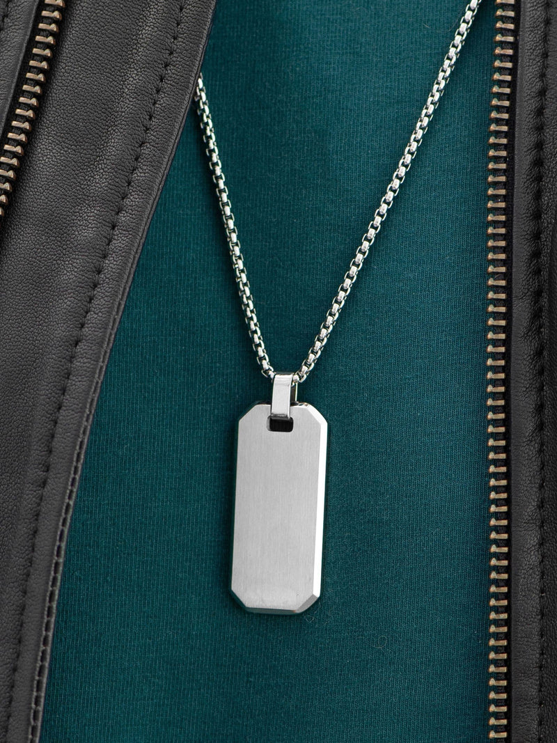Treat Republic brushed steel dog tag necklace personalised 66cm chain (British brand)