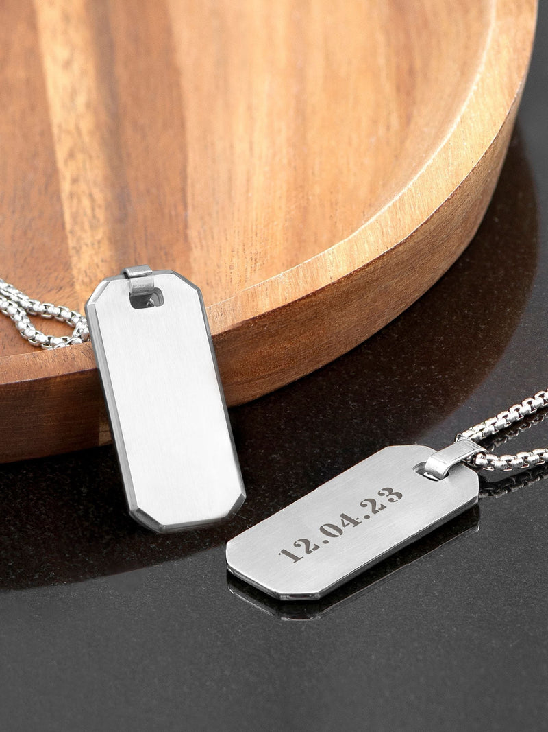 Treat Republic brushed steel dog tag necklace personalised 66cm chain (British brand)