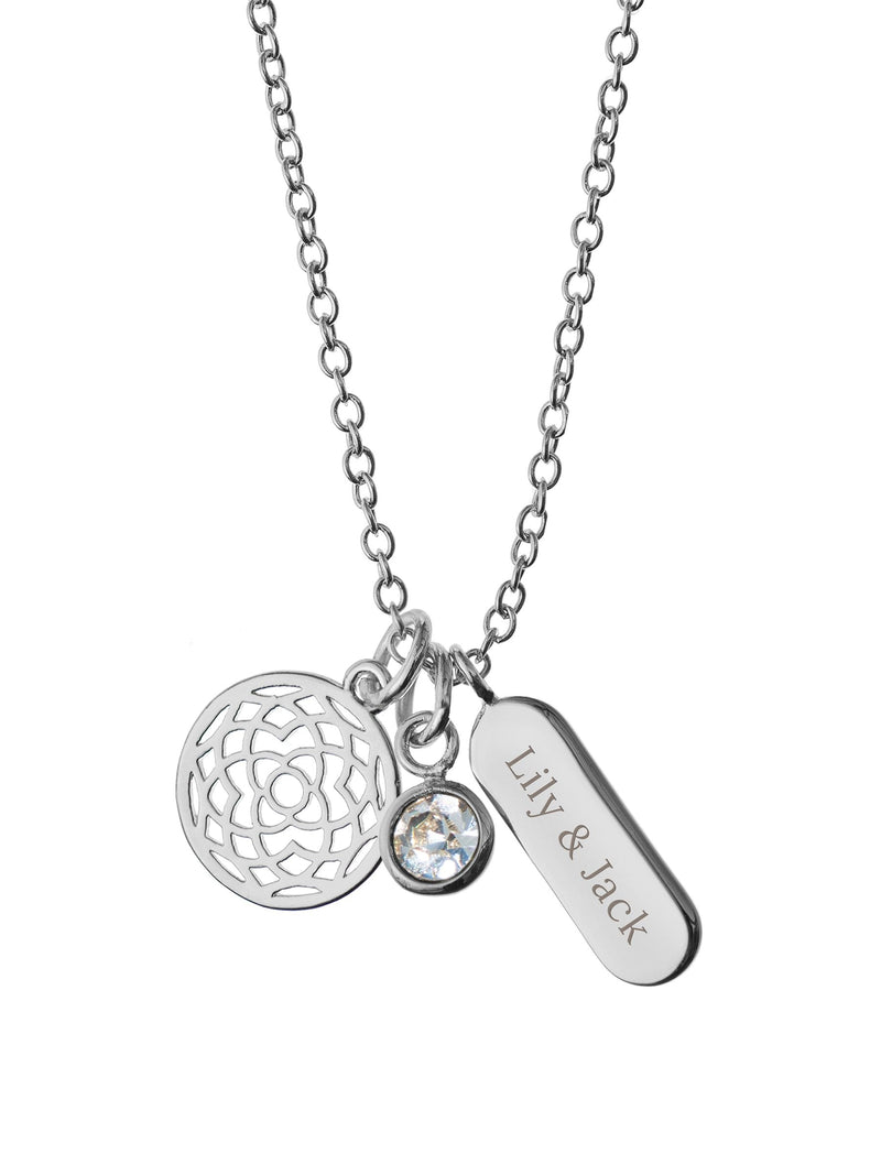 Treat Republic personalised mandala necklace with crystal, UK version