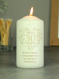 PMC personalised pearl 30th anniversary candle, imported from the UK