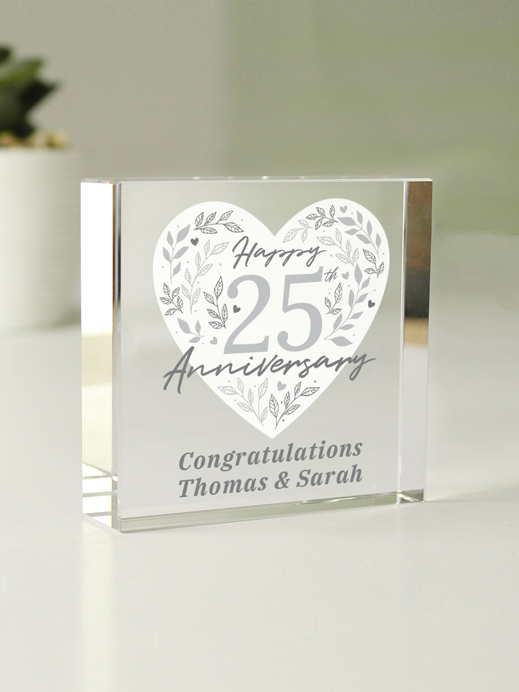 PMC silver 25th anniversary crystal token ornament (British brand)