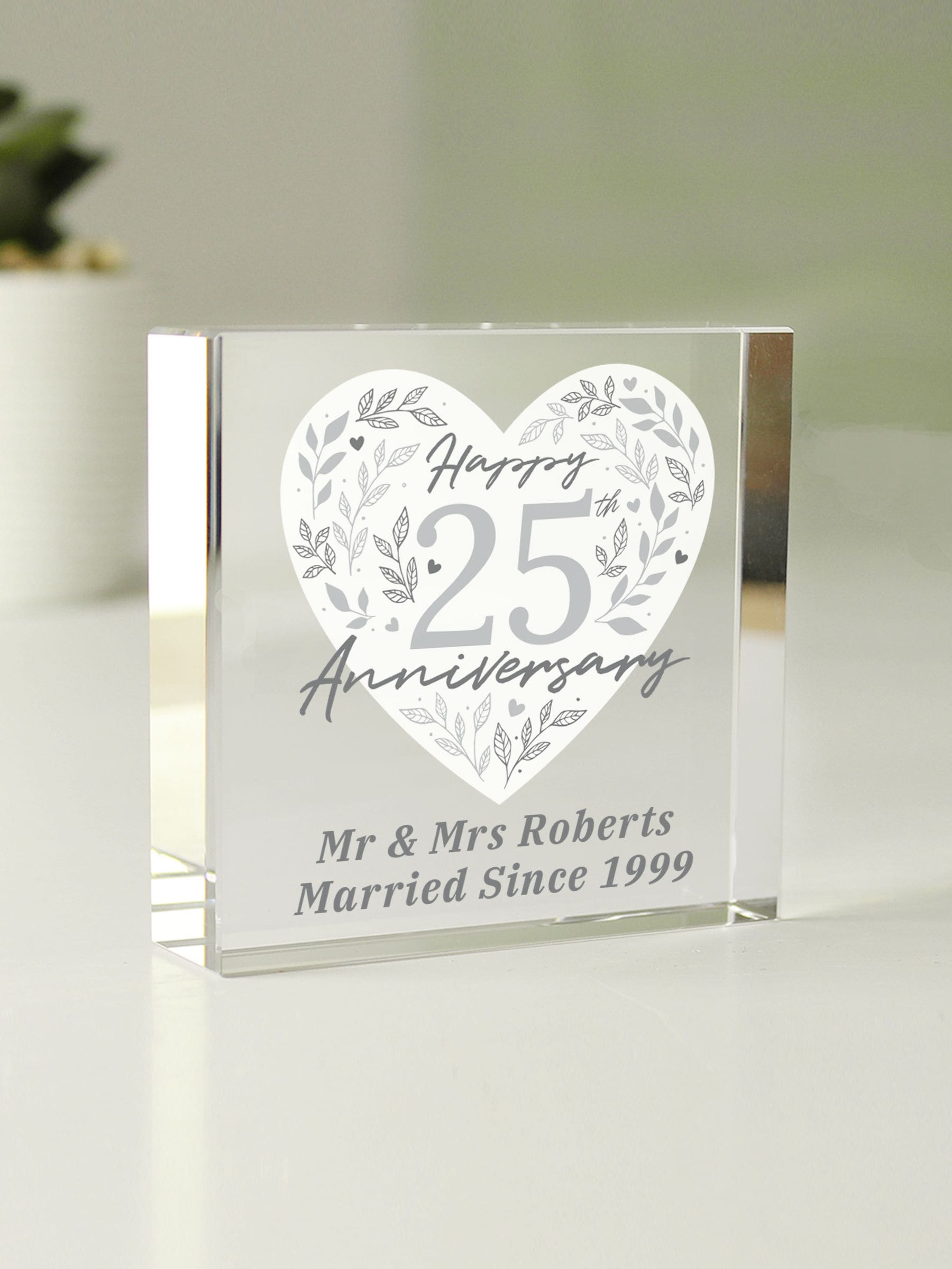 PMC silver 25th anniversary crystal token ornament (British brand)