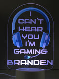 PMC personalised gaming LED light 19cm acrylic sign - British product