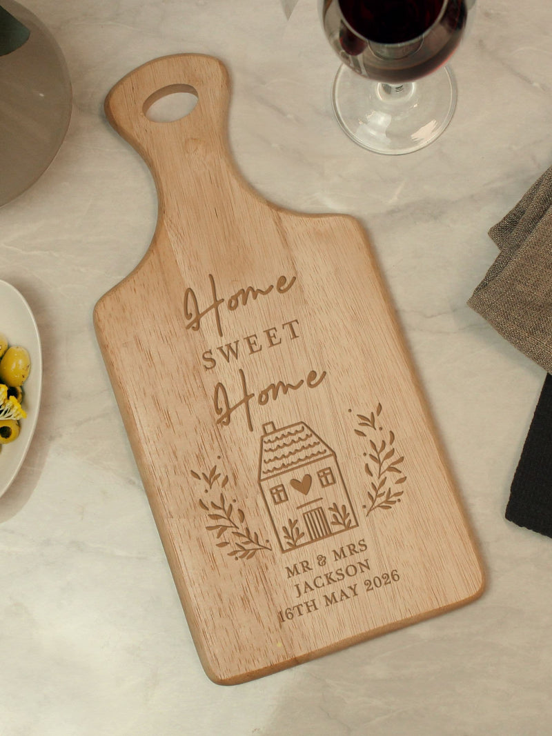 PMC personalised paddle chopping board Home Sweet Home 34x16cm - British product