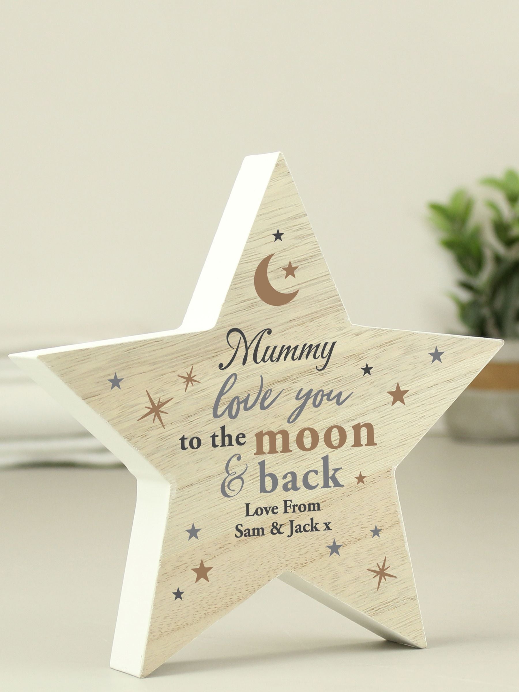 Personalised Love You To The Moon Wooden Star Ornament by PMC