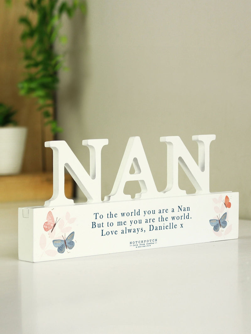 PMC personalised wooden Nan ornament 10x20cm, imported from the UK