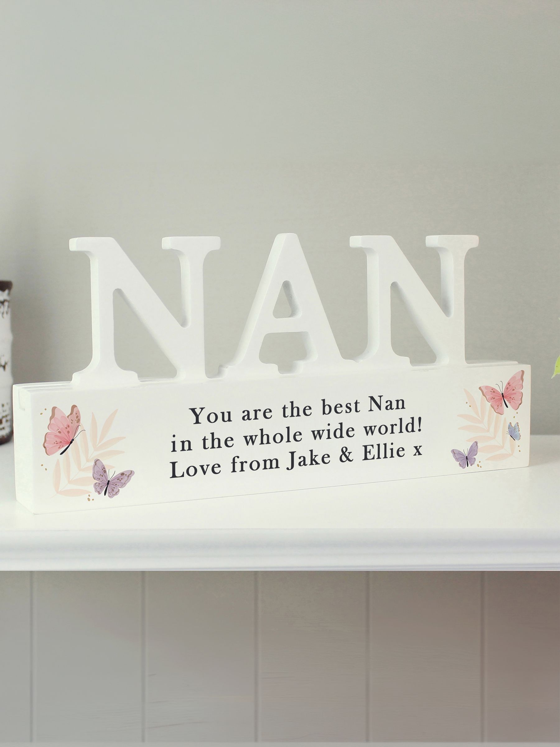 PMC personalised wooden Nan ornament 10x20cm, imported from the UK