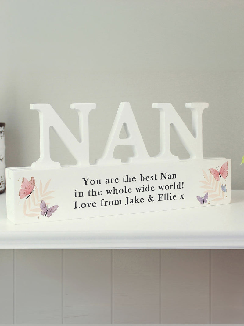 PMC personalised wooden Nan ornament 10x20cm, imported from the UK