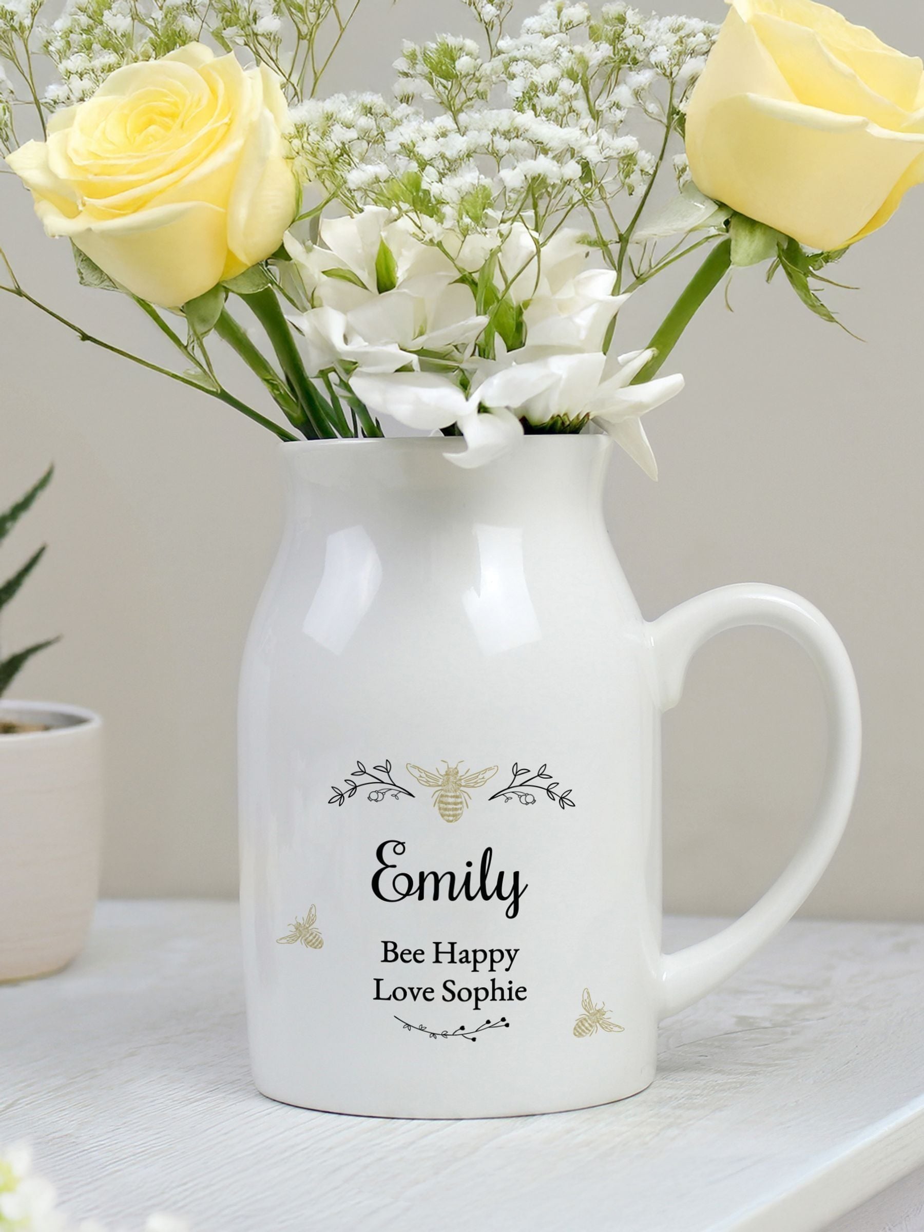 PMC bee flower ceramic jug vase, imported from the UK