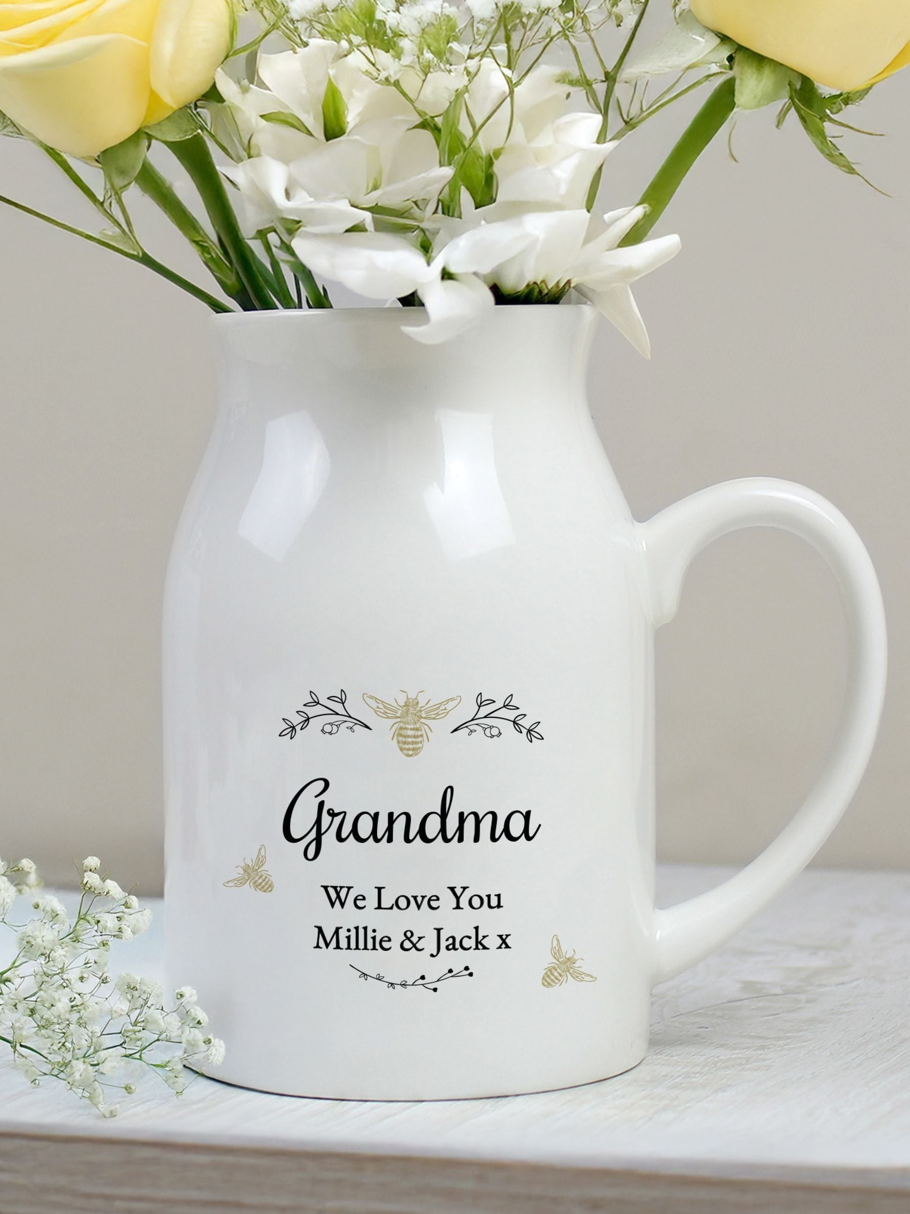 PMC bee flower ceramic jug vase, imported from the UK
