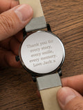 PMC Personalised Mens Matte Black Watch with Grey Strap, imported from the UK