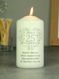 PMC personalised silver anniversary candle 12.6 cm (British brand)