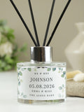 PMC personalised botanical wedding reed diffuser, imported from the UK