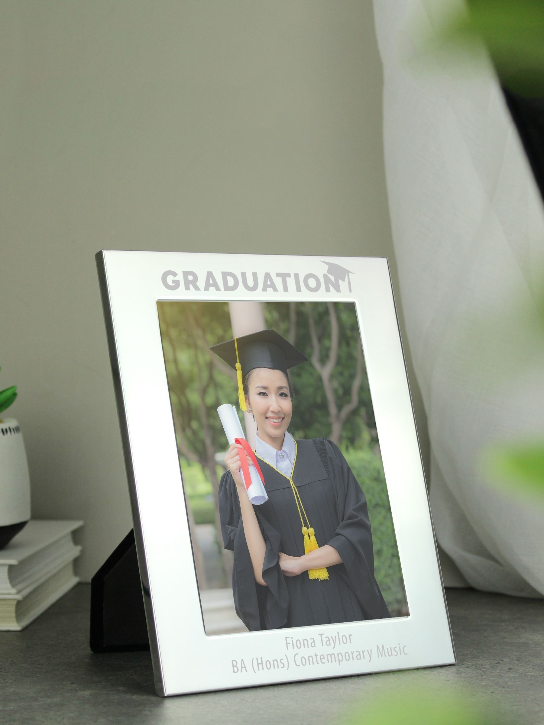 PMC silver graduation photo frame 4x6, UK version