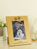 PMC personalised paw print wooden photo frame, UK version