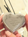 PMC personalised floral heart trinket box - British product
