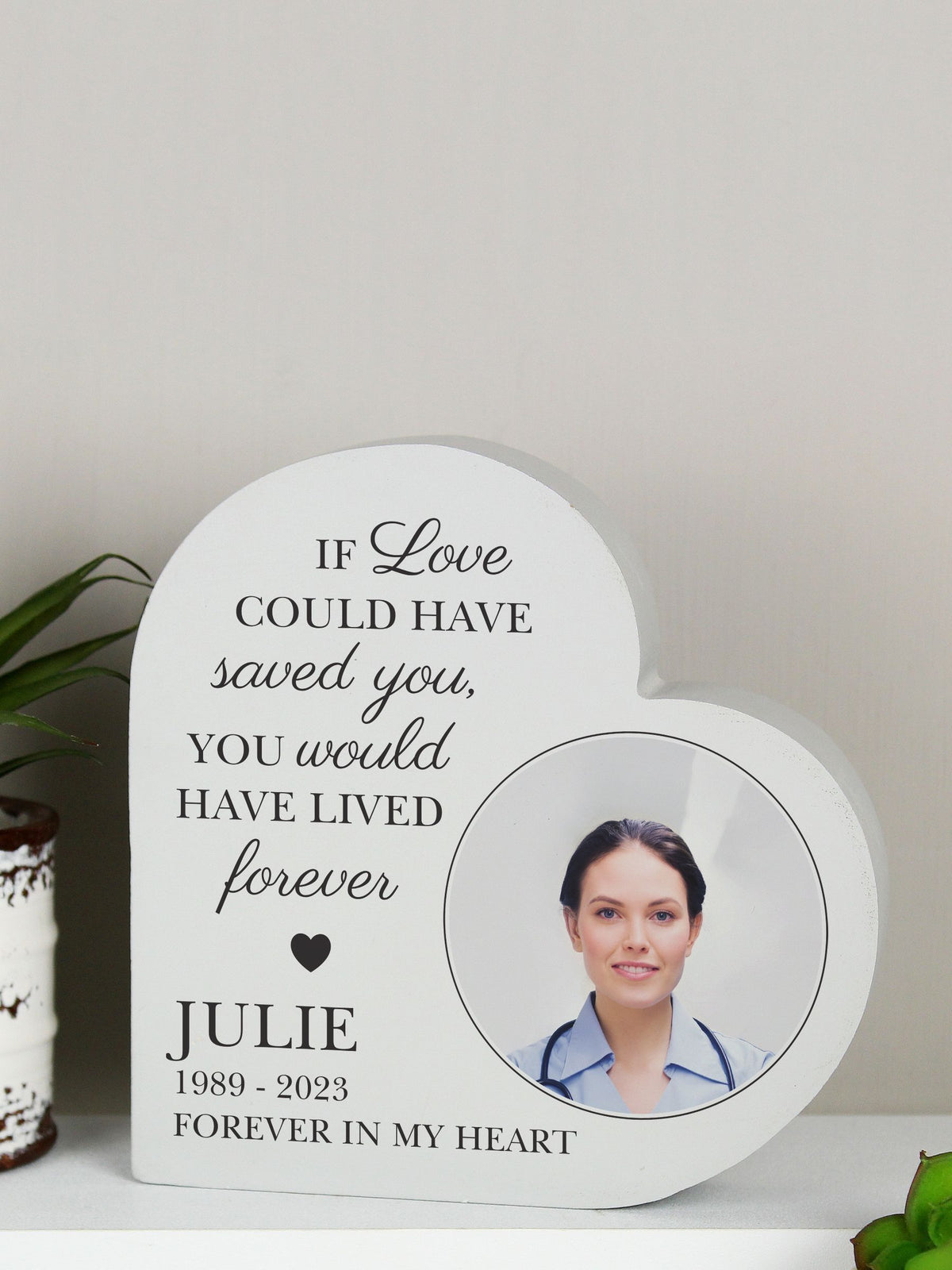 PMC personalised memorial heart ornament 15cm (British brand)