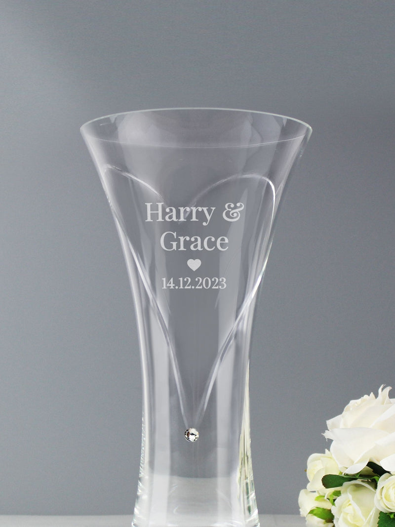 PMC personalised heart cut diamond effect vase large 25cm (British brand)