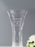 PMC personalised heart cut diamond effect vase large 25cm (British brand)