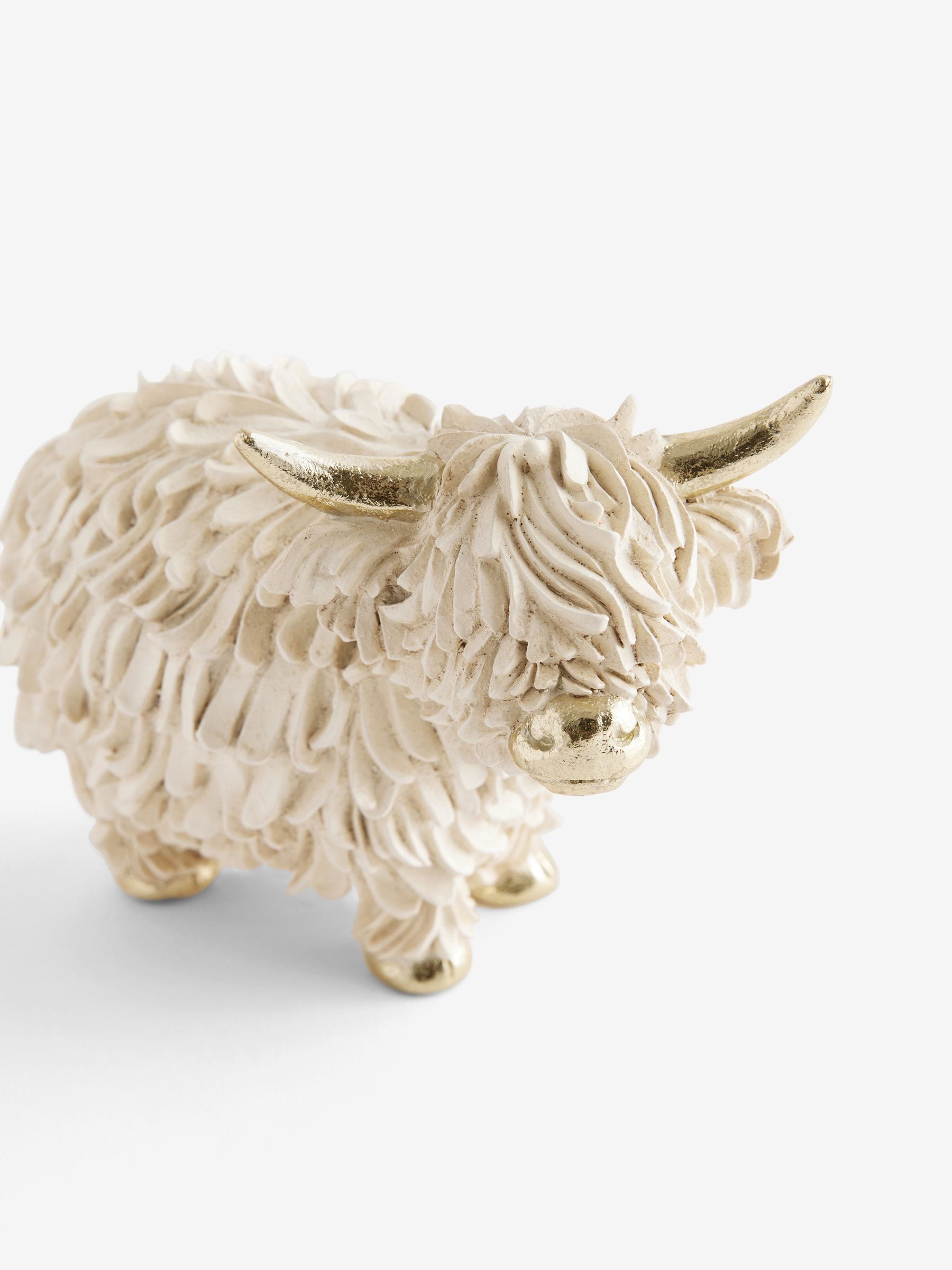 Bronze Hamish Highland cow small ornament - British product