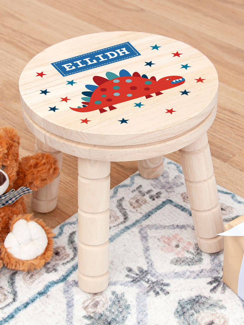 Treat Republic personalised dinosaur wooden stool with name, imported from the UK