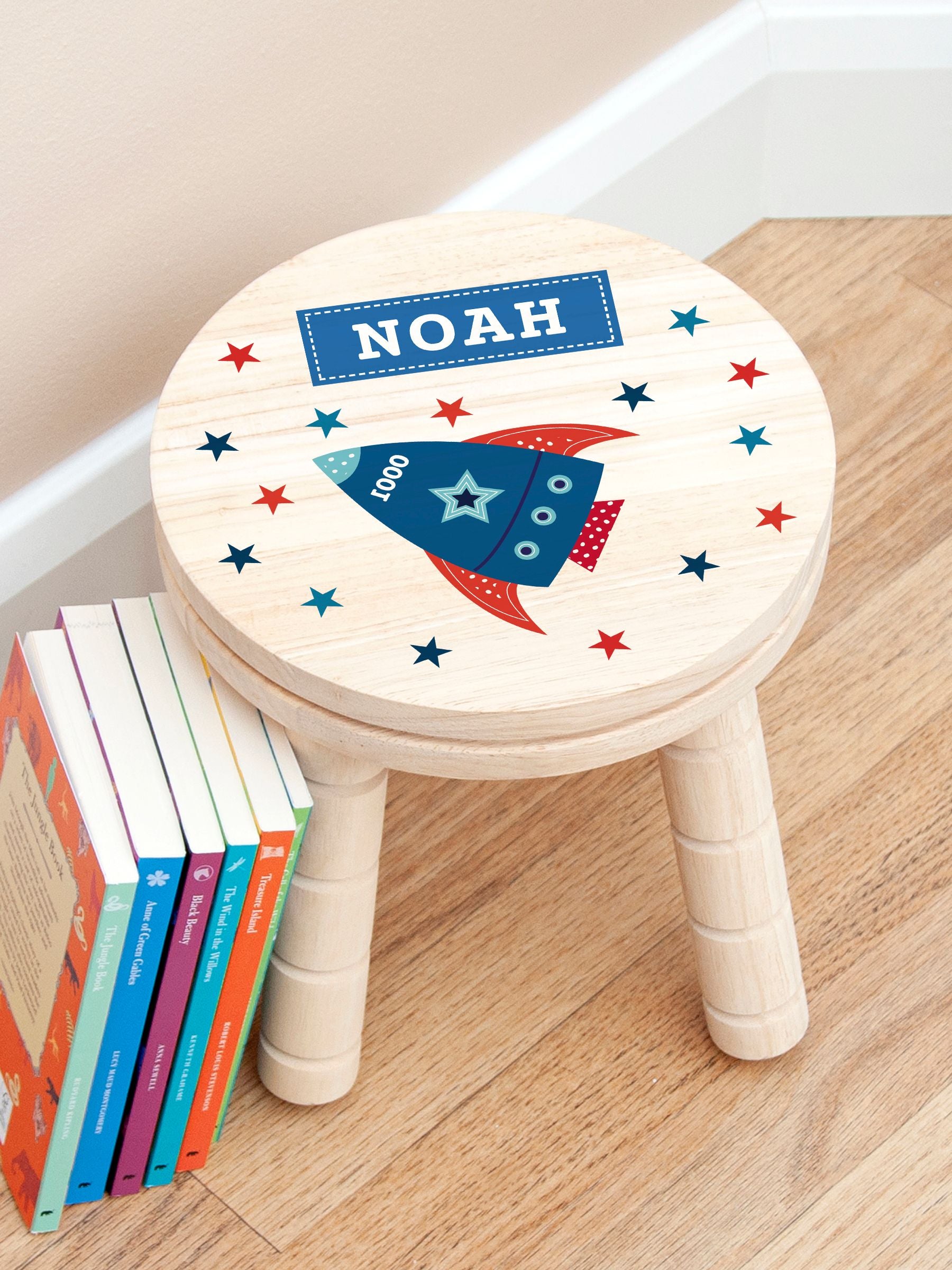 Treat Republic personalised rocket wooden stool - British product