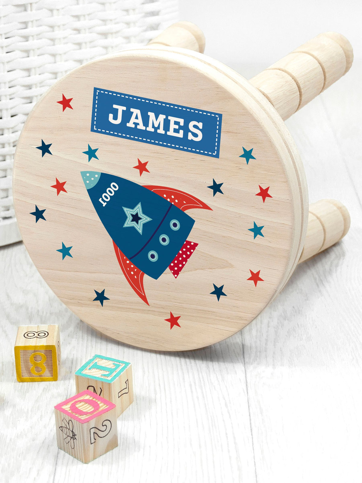Treat Republic personalised rocket wooden stool - British product