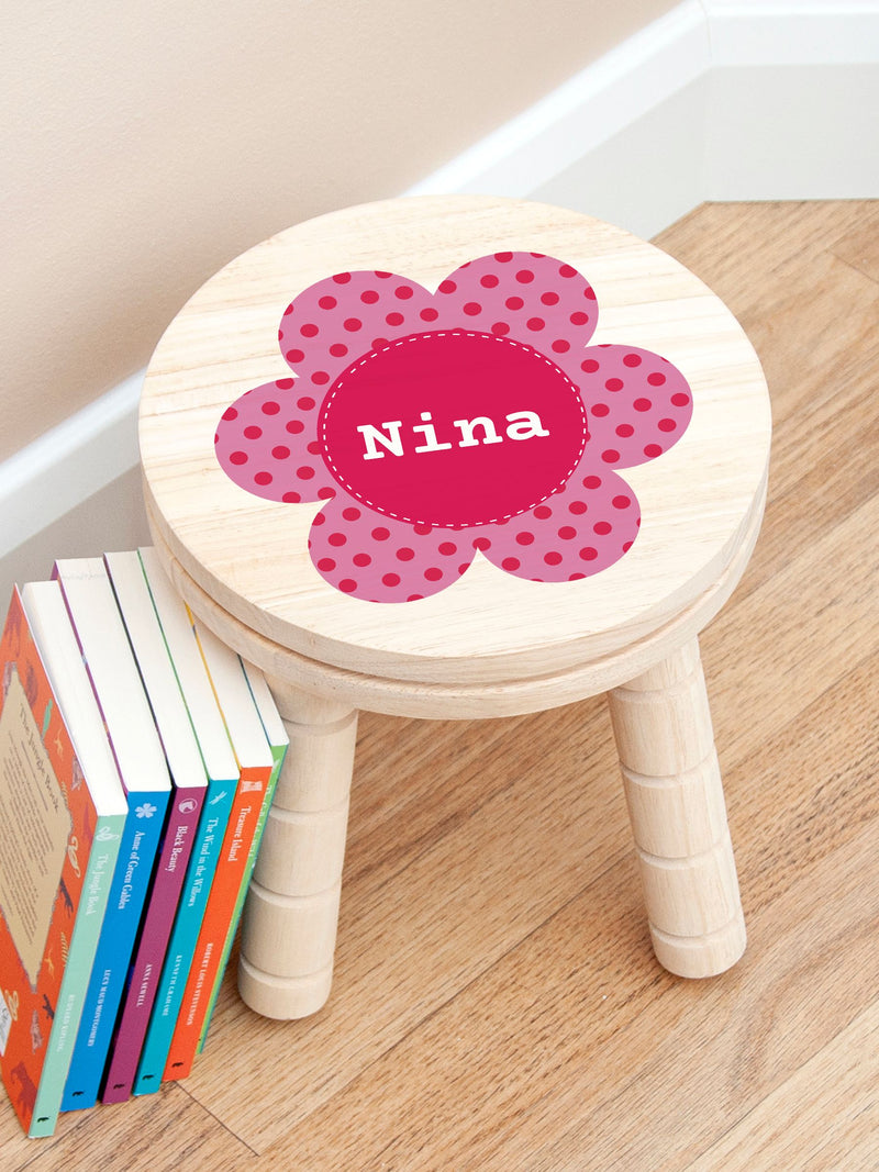 Treat Republic personalised kids flower wooden stool (British brand)