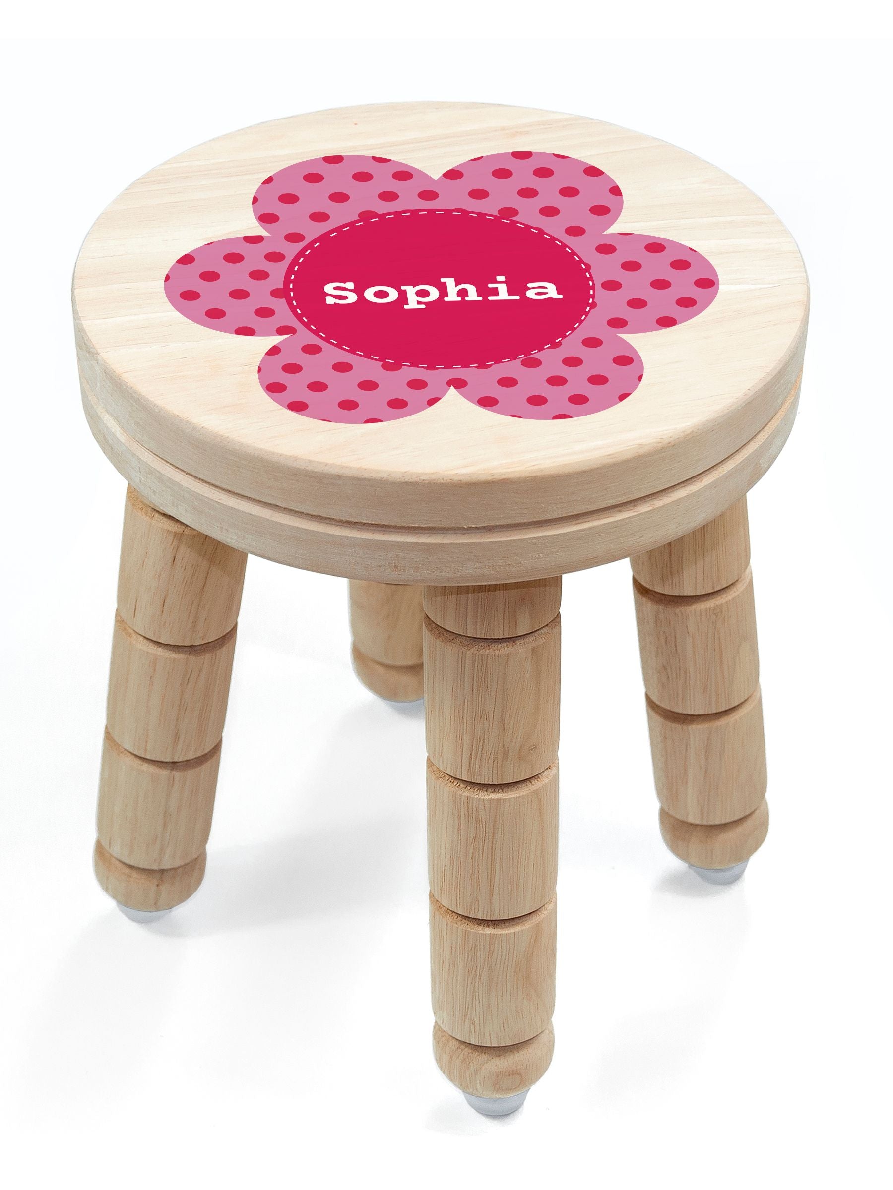 Treat Republic personalised kids flower wooden stool (British brand)