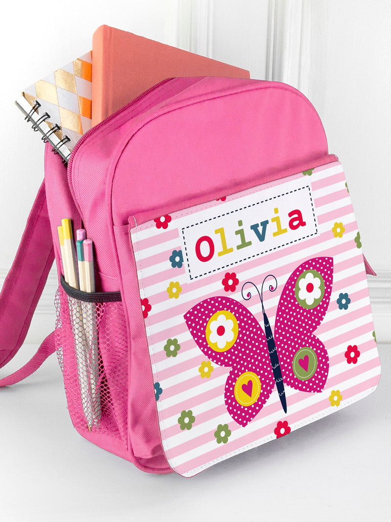 Treat Republic butterfly school set with pink rucksack and lunch box, UK version