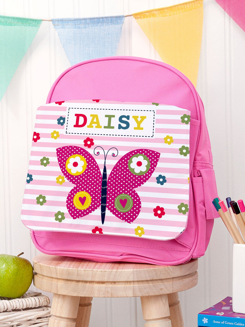 Treat Republic butterfly school set with pink rucksack and lunch box, UK version