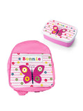 Treat Republic butterfly school set with pink rucksack and lunch box, UK version