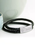 Treat Republic Personalised Dual Leather Black Bracelet