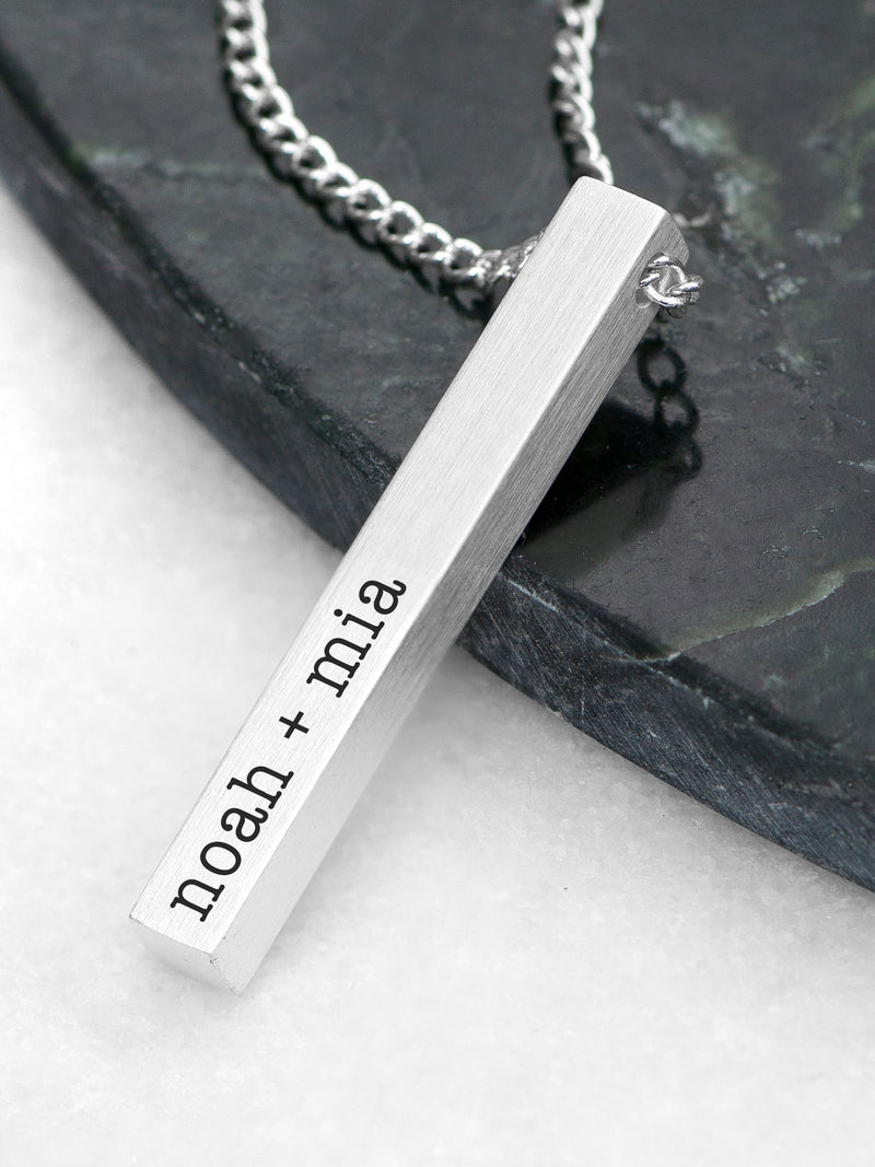 Treat Republic men's silver tone personalised necklace with 23.5 inch chain (British brand)