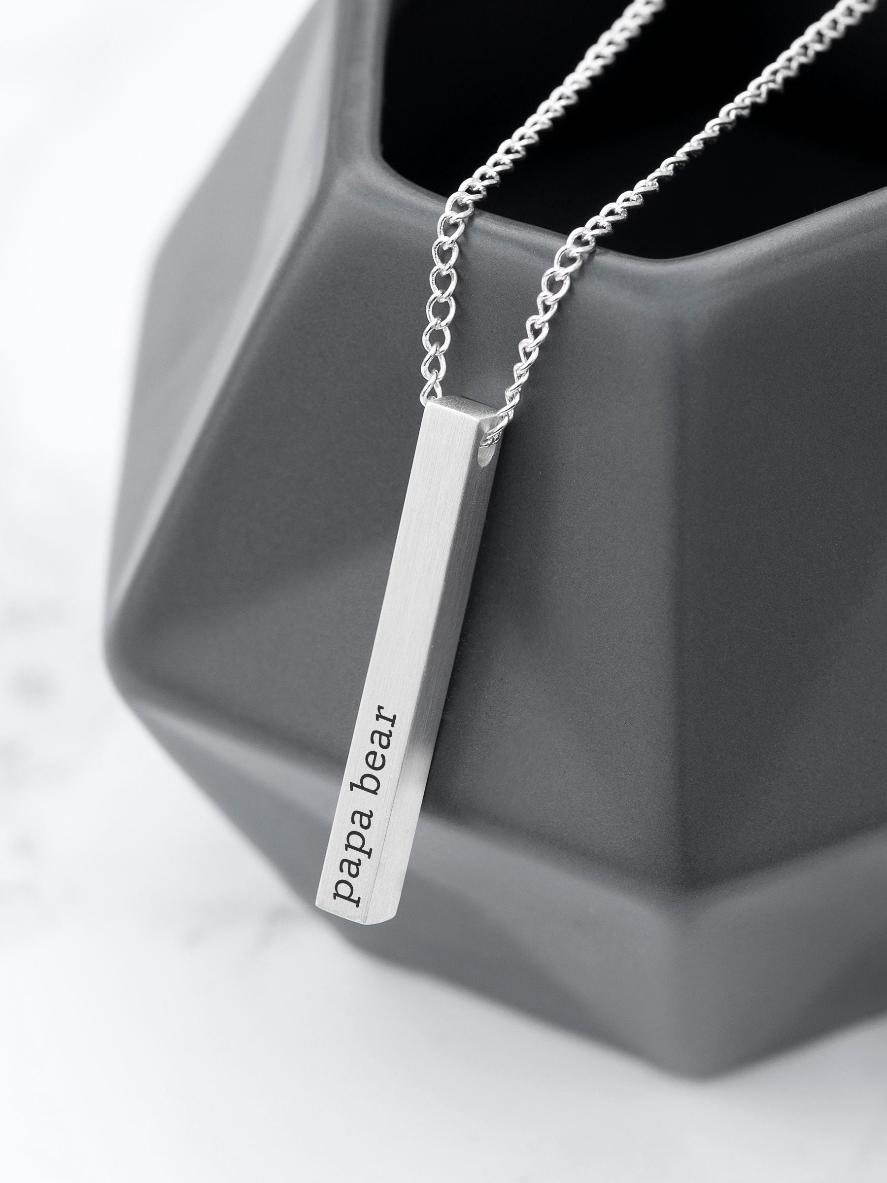 Treat Republic men's silver tone personalised necklace with 23.5 inch chain (British brand)