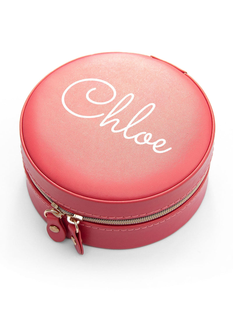 Treat Republic pink coral round jewellery case (British brand)