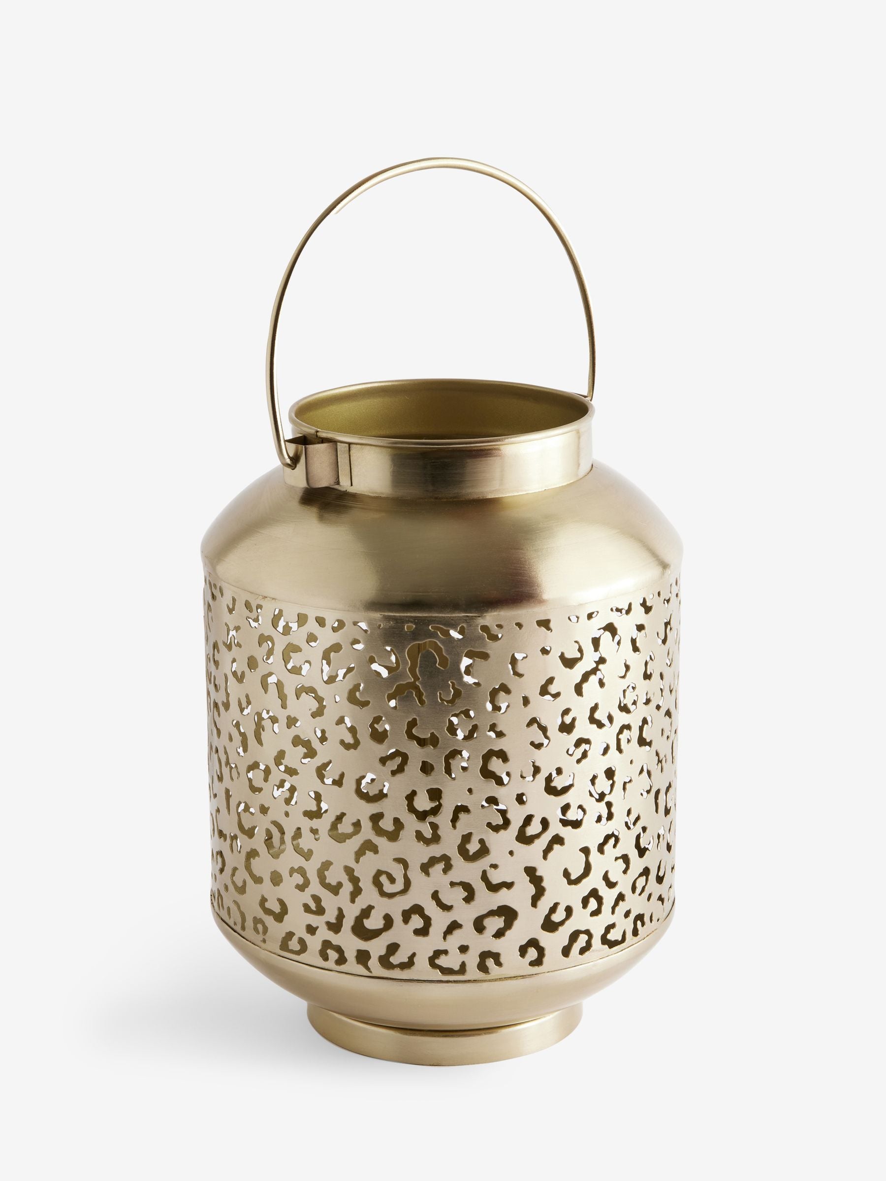 Gold Metal Leopard Print Cutout Lantern
