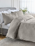 Grey Silver Embossed Geometric Texture Duvet Cover and Pillowcase Set