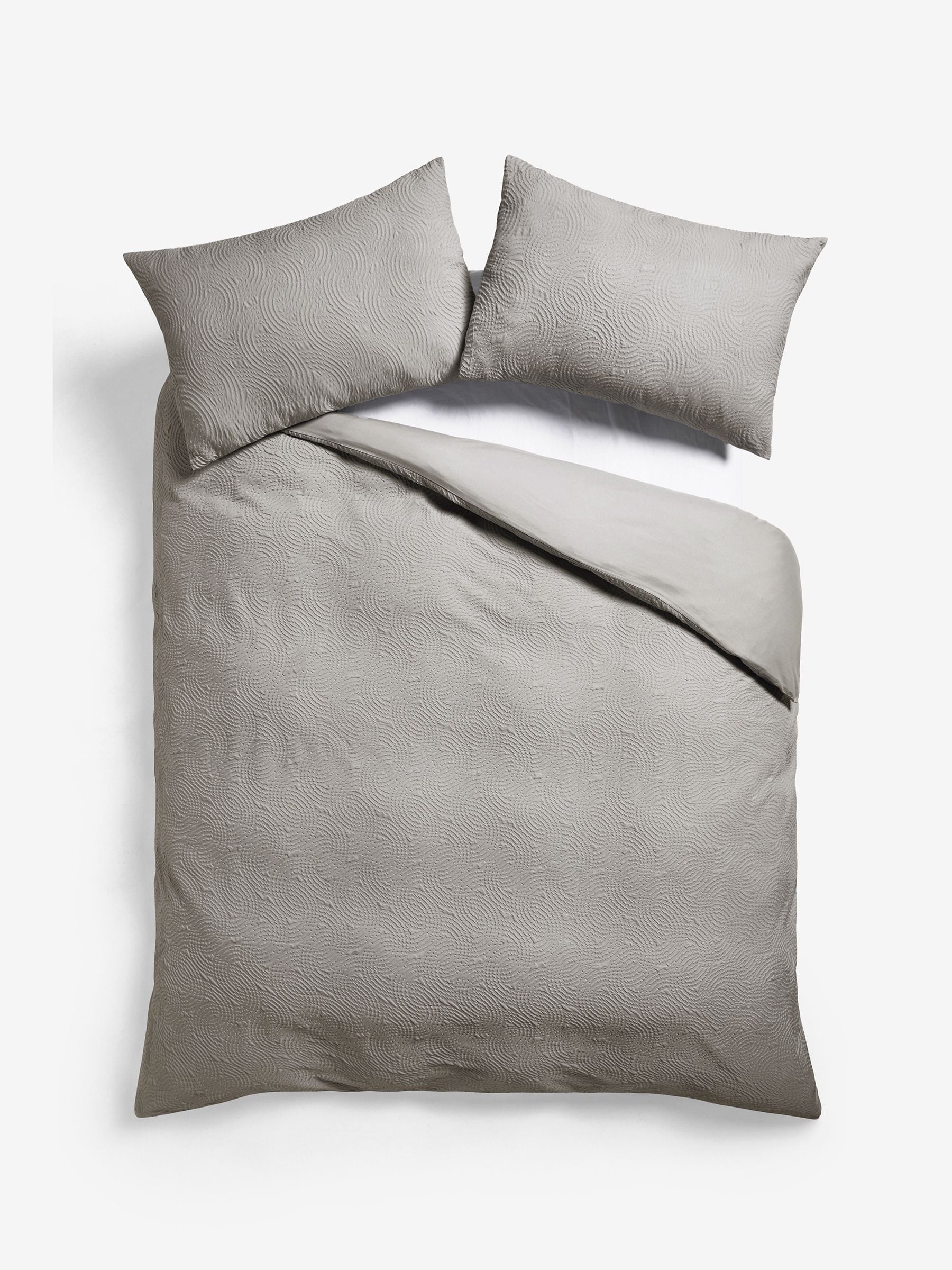 Grey Silver Embossed Geometric Texture Duvet Cover and Pillowcase Set