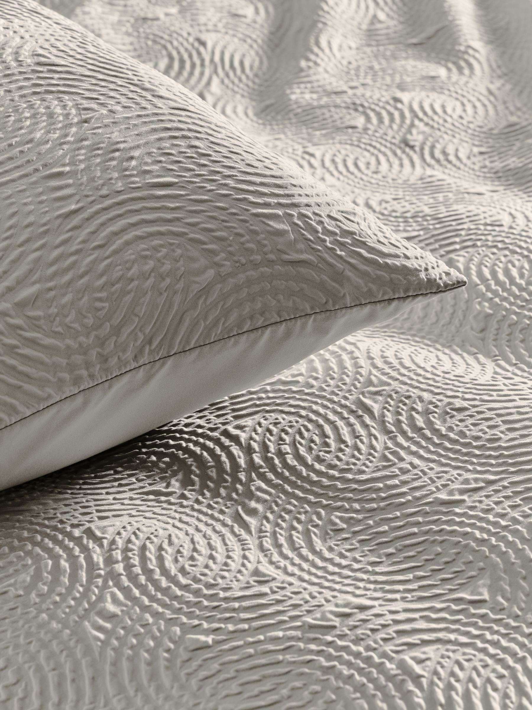 Grey Silver Embossed Geometric Texture Duvet Cover and Pillowcase Set