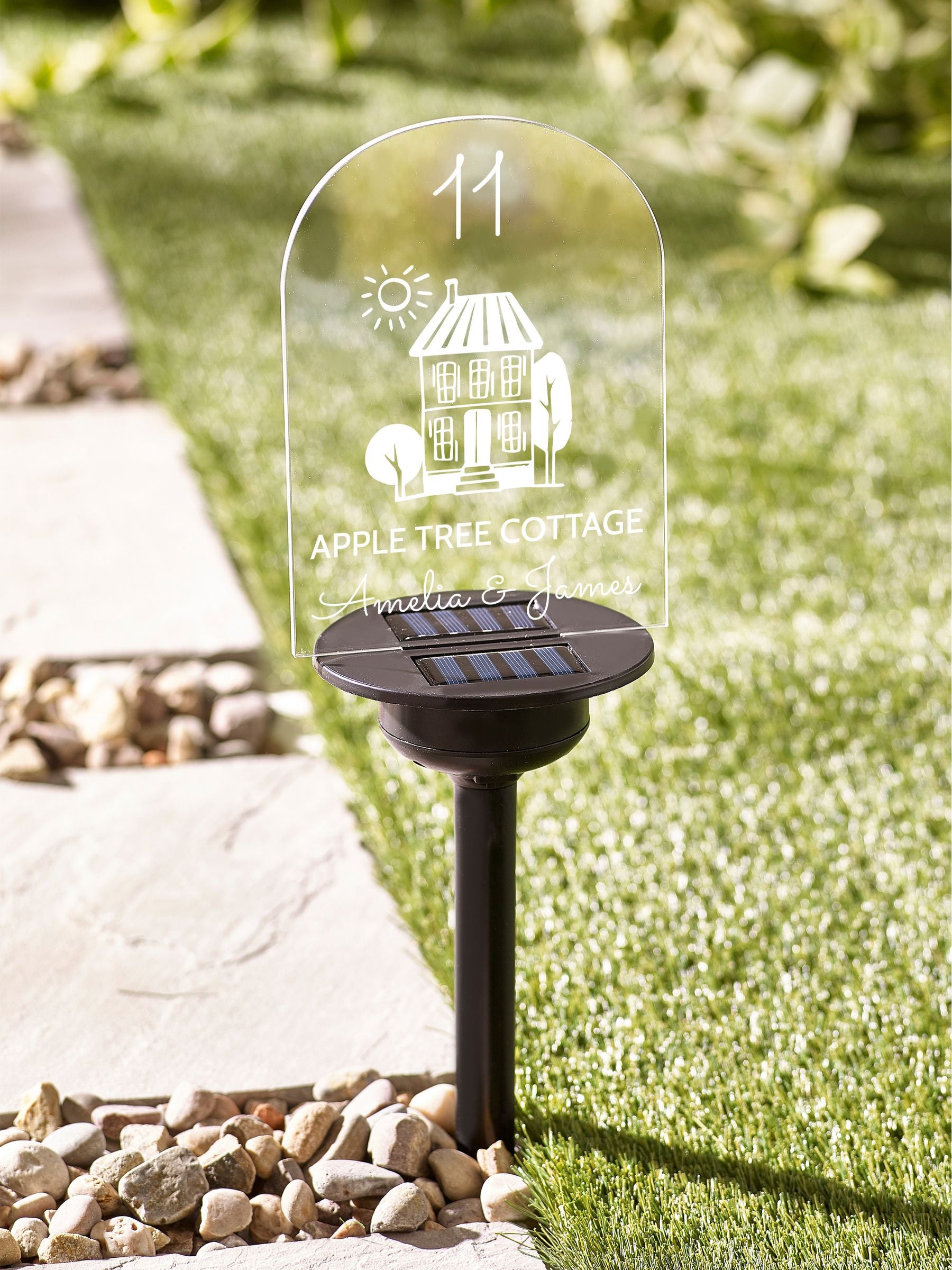 Loveabode personalised solar stake light (British brand)