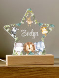 Loveabode personalised jungle night light 15cm wooden base, UK version