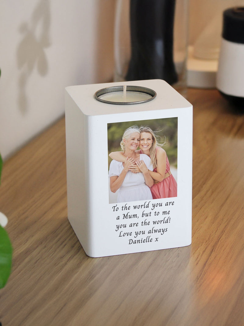 PMC personalised wooden tea light holder 10x7x7 cm - British product