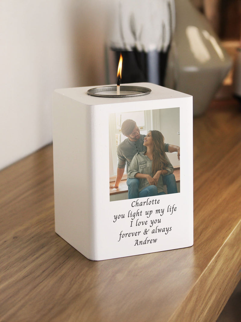 PMC personalised wooden tea light holder 10x7x7 cm - British product
