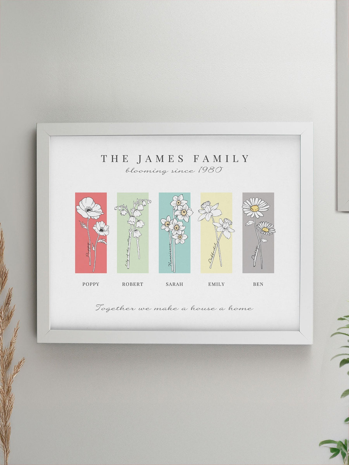 PMC Flower of the Month Framed Print A4, imported from the UK