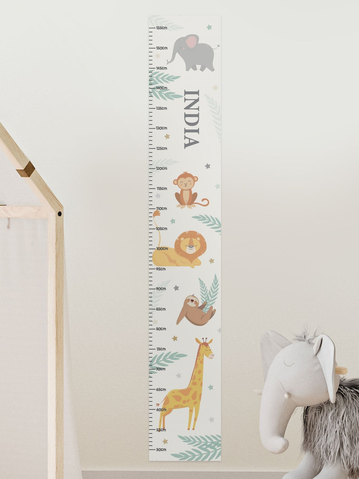PMC personalised animal height white chart, imported from the UK