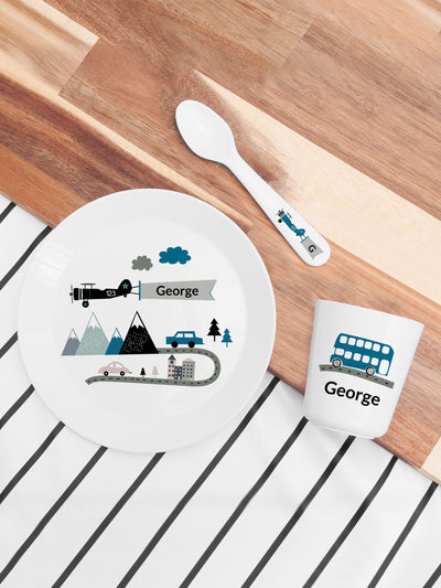 Next Treat Republic Adventure White Personalised Kids Dinner Set- Buy online at McGrocer