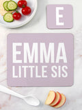 Treat Republic pink personalised sister placemat set (British brand)