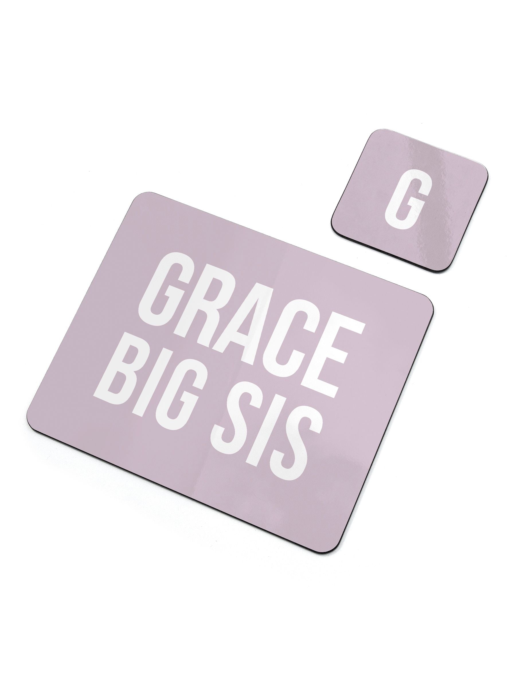 Treat Republic pink personalised sister placemat set (British brand)